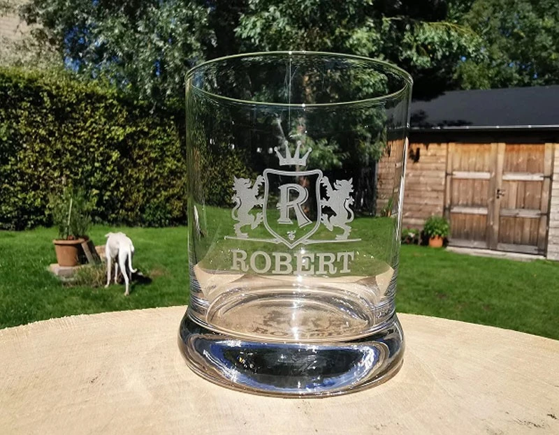 Laser marking on glass cup Laser marking on glass cup